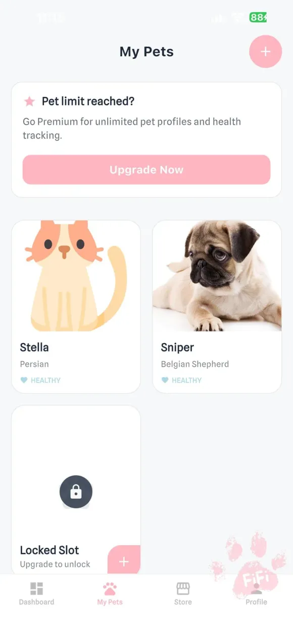 Your whole crew — myLittle FiFi app screen