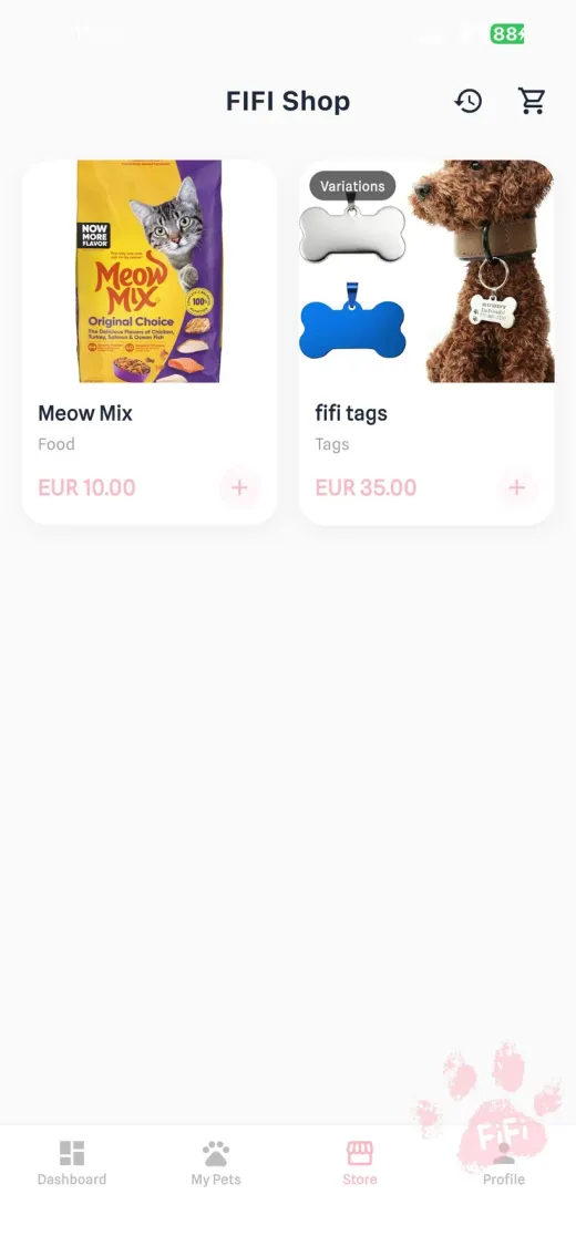 In-app FiFi Shop screen